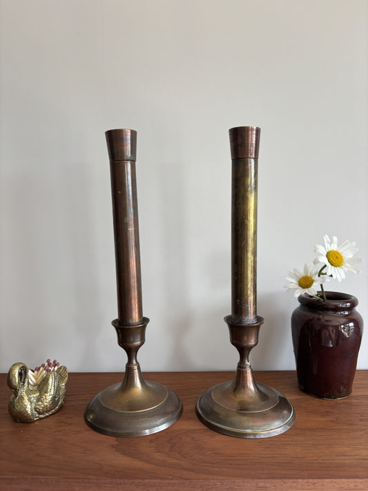 Cooper and Brass Candlesticks (pair)
