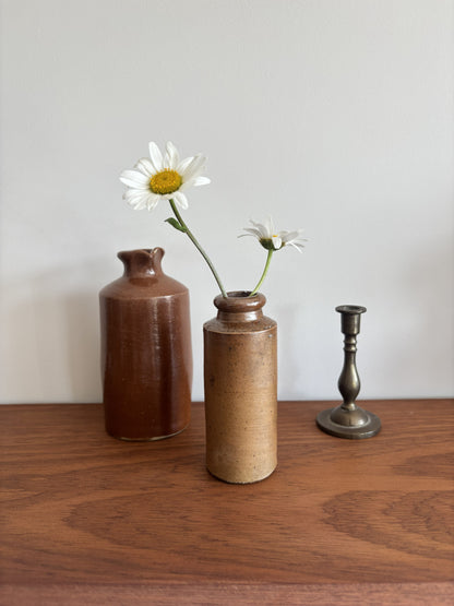 Brown Stoneware Salt-Glazed Ink Bottle