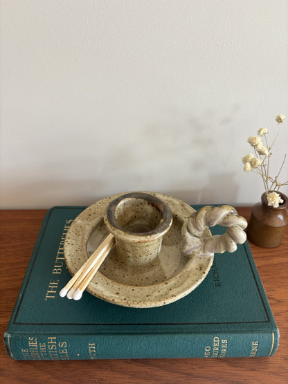 Studio Pottery Chamberstick Candle Holder