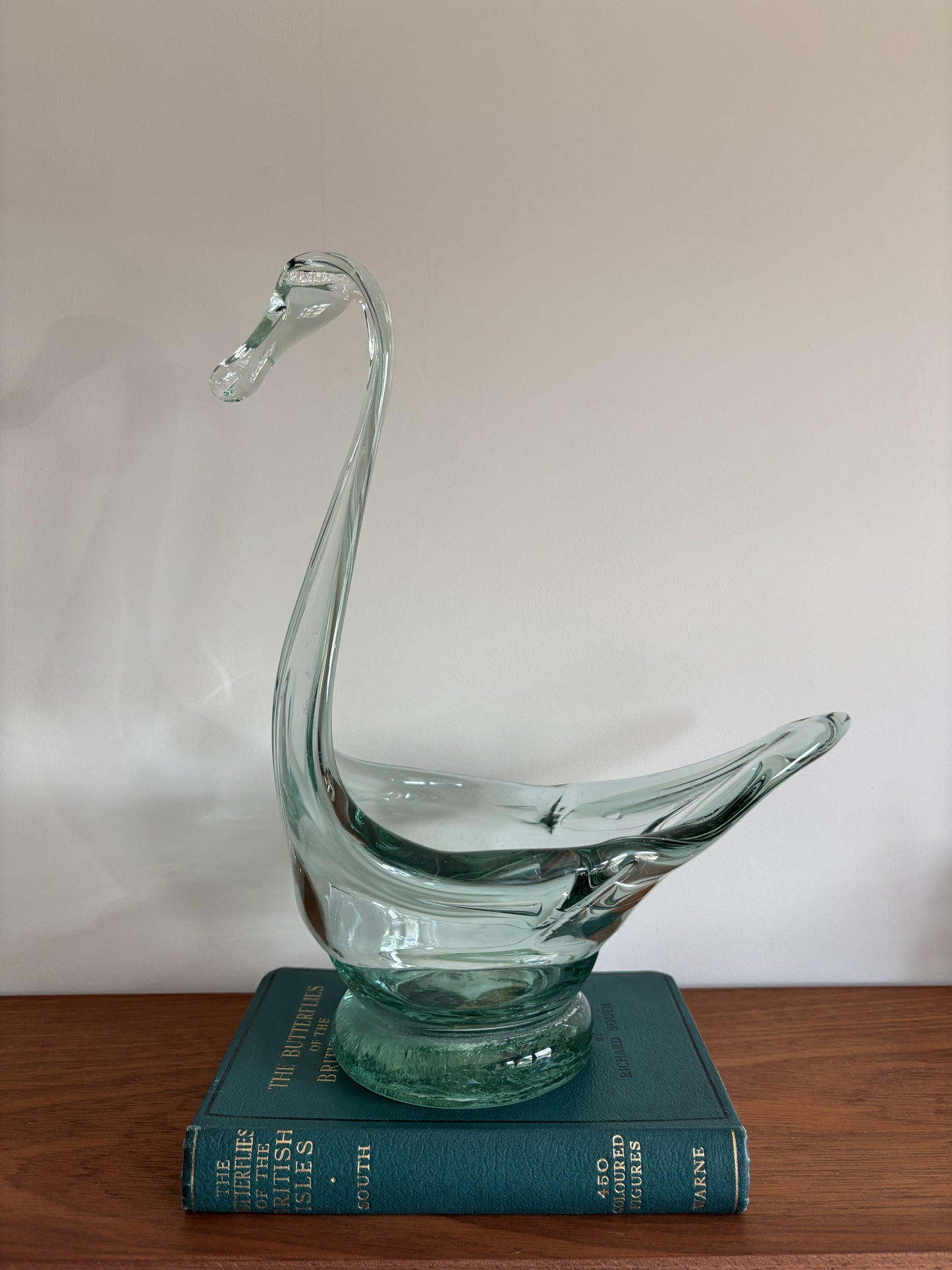 Hand Blown Glass Swan Bowl