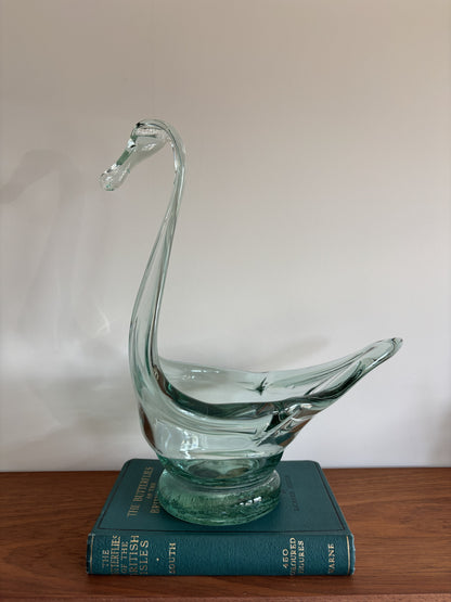 Hand Blown Glass Swan Bowl