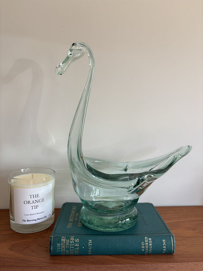 Hand Blown Glass Swan Bowl