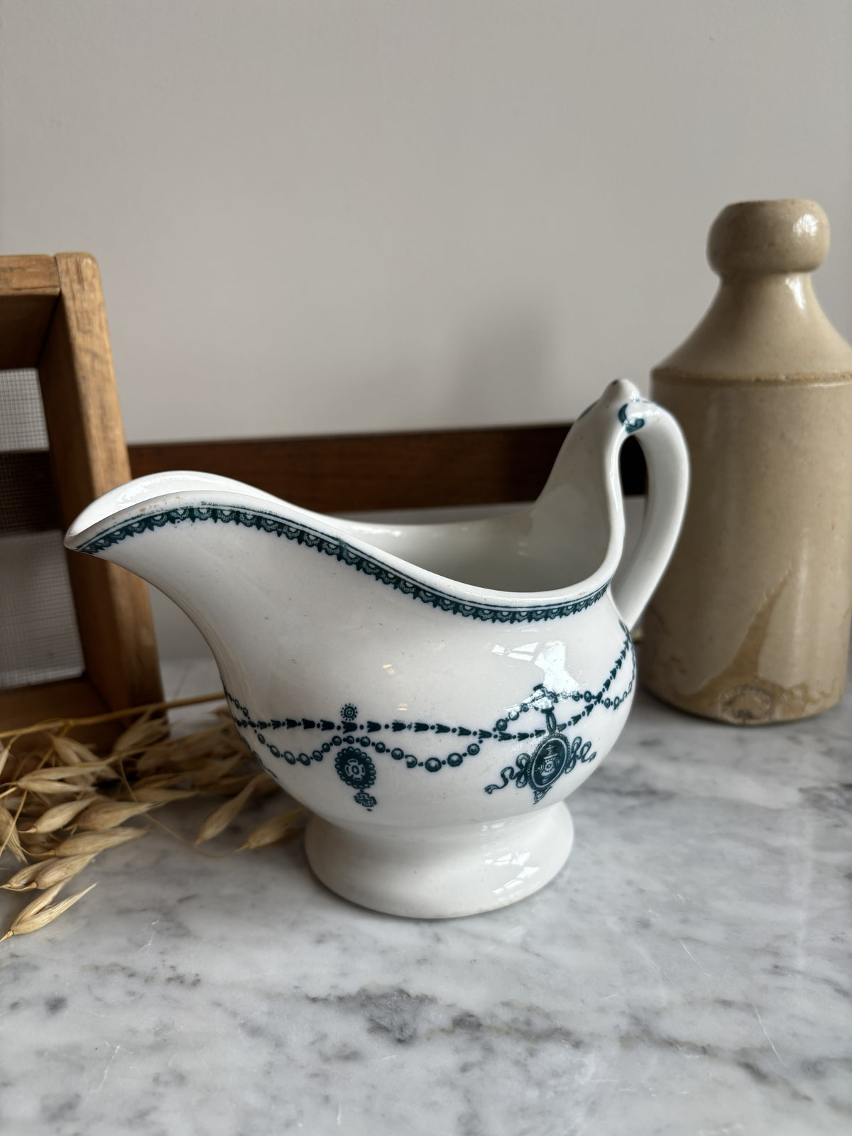 A white and blue Ludgate by Keeling & Co vintage jug