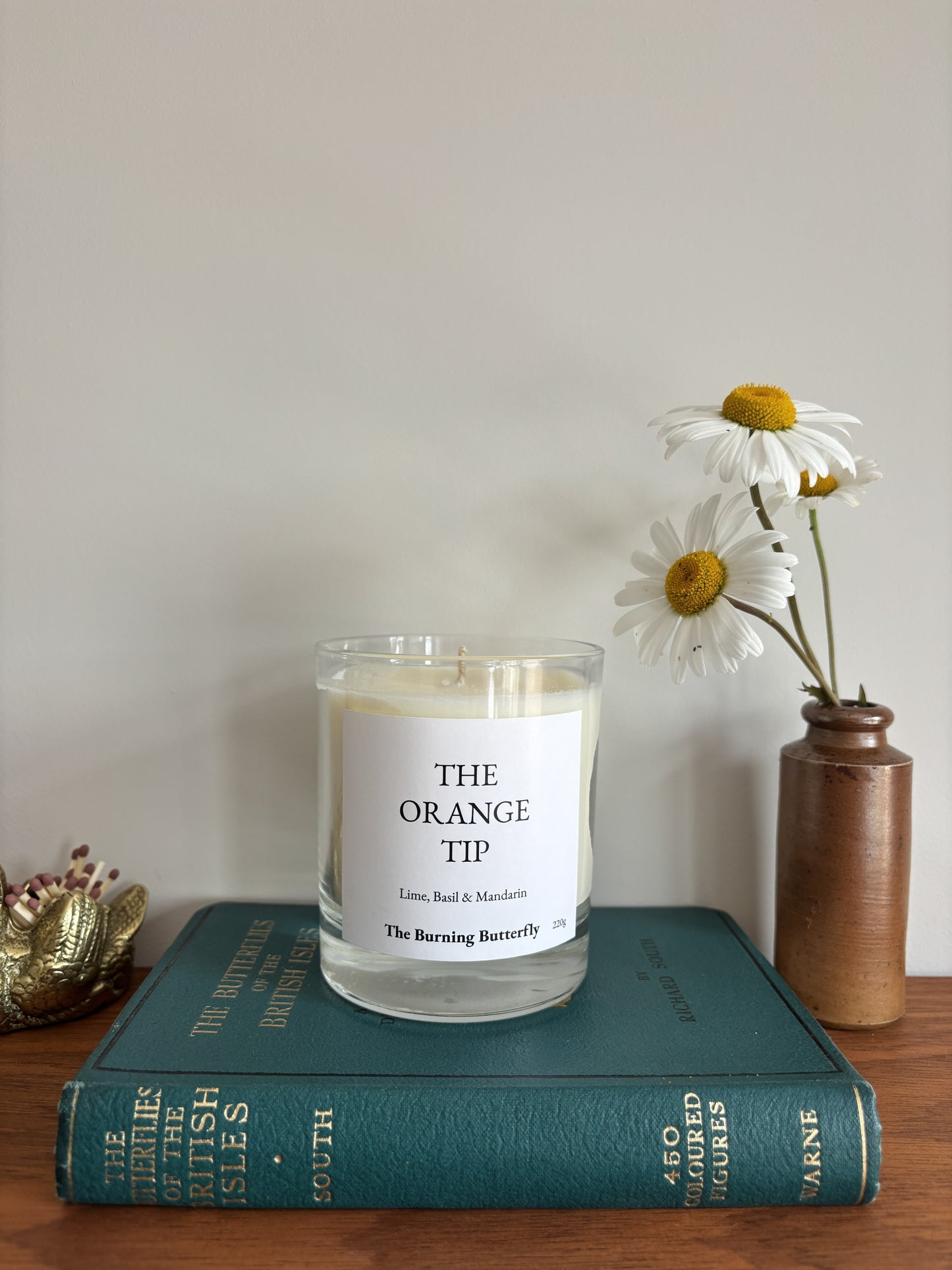 The Orange Tip Scented Candle in clear glass - Lime, Basil and Mandarin | The Burning Butterfly