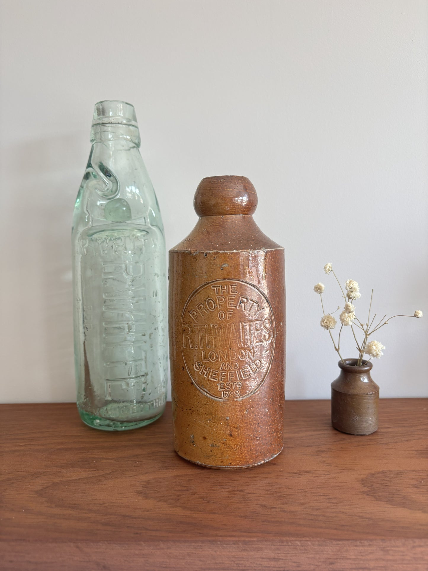 R. Thwaites London & Sheffield Stoneware Ginger Beer Bottle