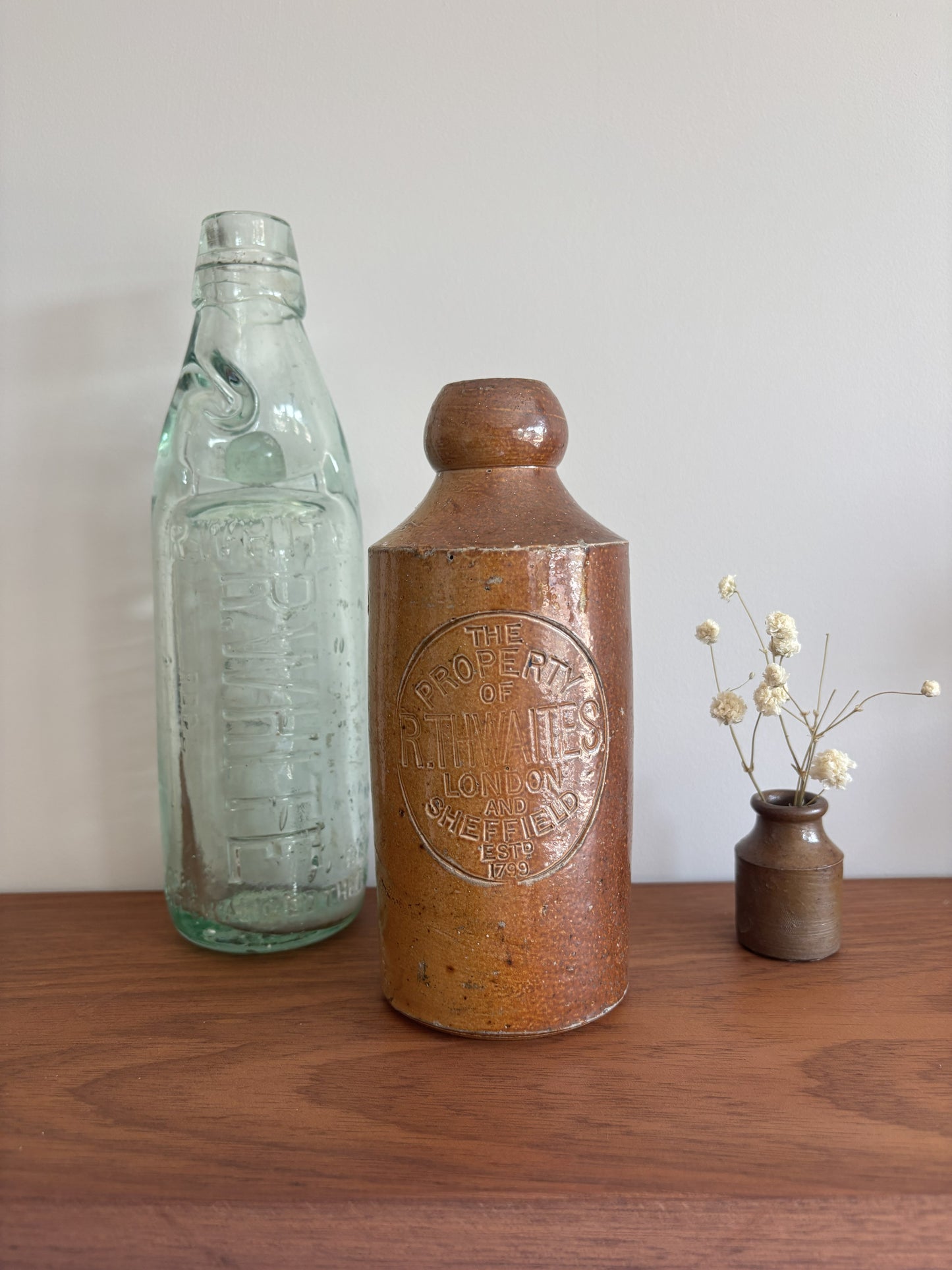 R. Thwaites London & Sheffield Stoneware Ginger Beer Bottle
