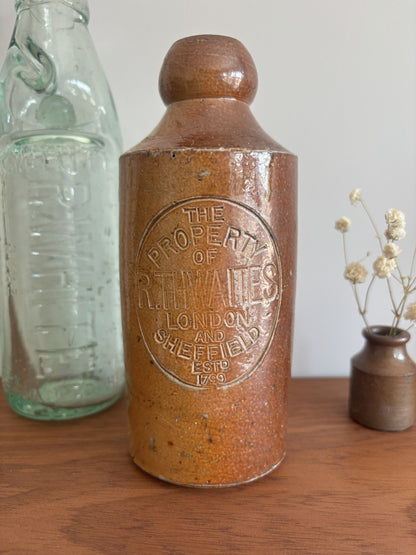 R. Thwaites London & Sheffield Stoneware Ginger Beer Bottle