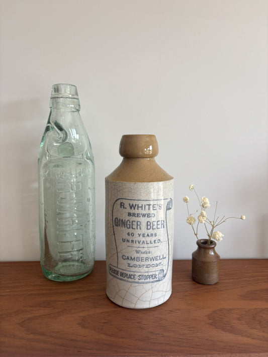 R White's Ginger Beer Stone Bottle