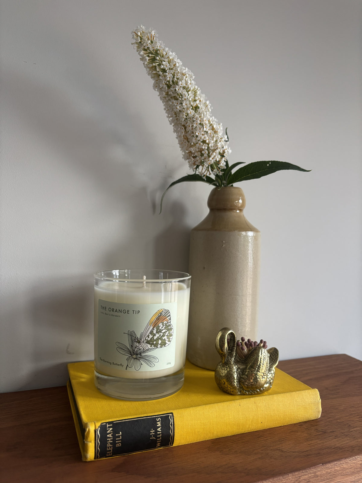 The Orange Tip Scented Candle in clear glass - Lime, Basil and Mandarin | The Burning Butterfly
The Orange Tip
