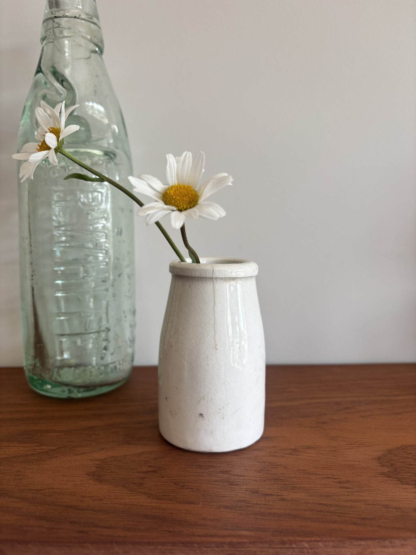 White Stoneware Bottle / Vase