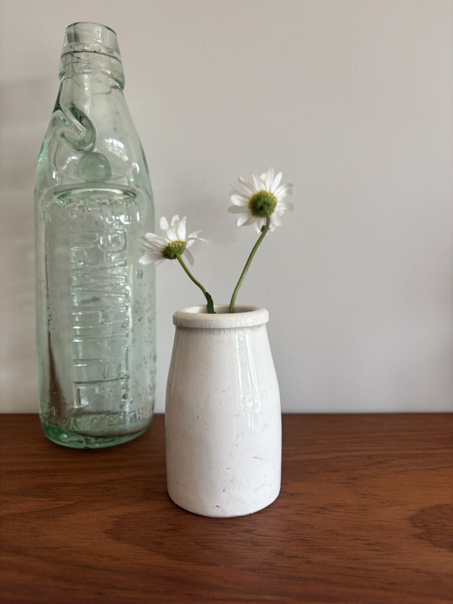 White Stoneware Bottle / Vase