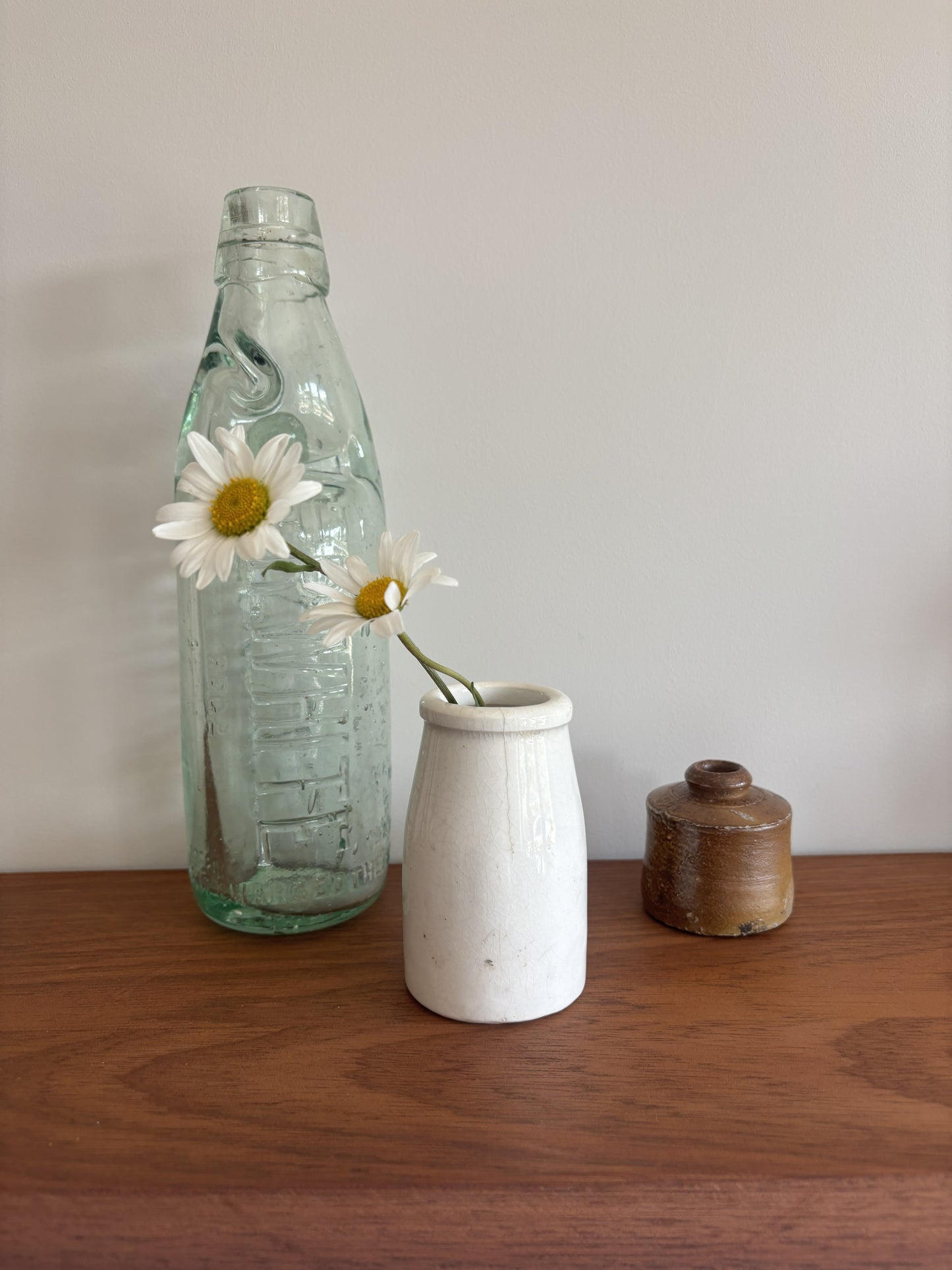 White Stoneware Bottle / Vase
